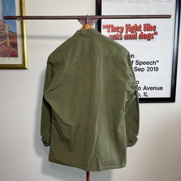 Vintage 1970s Vietnam Era Wind Resistance Poplin US Military OG 107 Slant Pocket - Picture 2 of 6